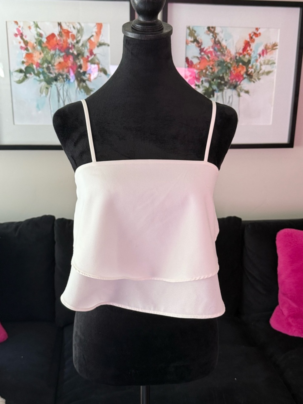 Forever 21 White Double-Layer Spaghetti Strap Camisole